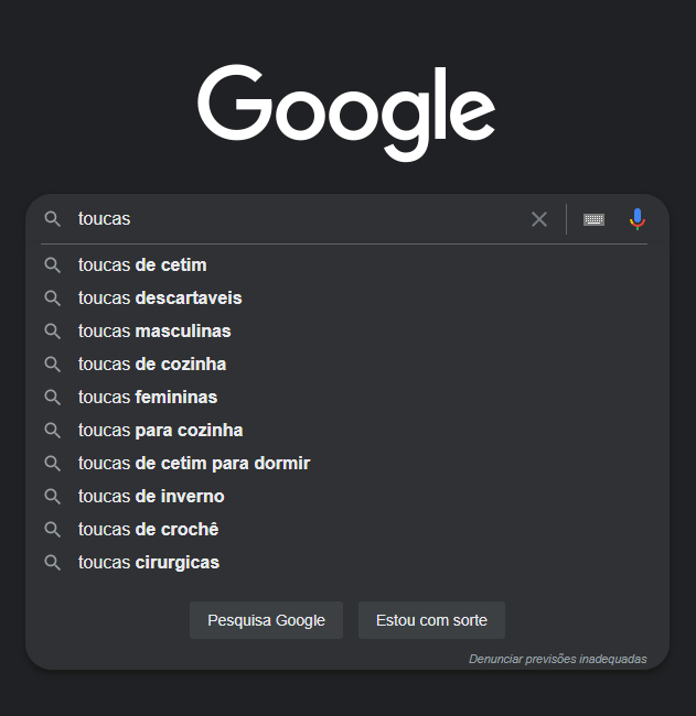 nichos de mercado autocompletar do google