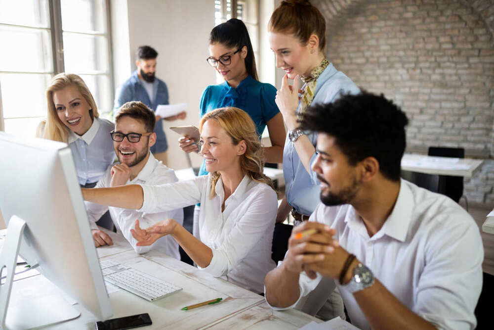 colaboradores estudam nichos de mercado de empresa